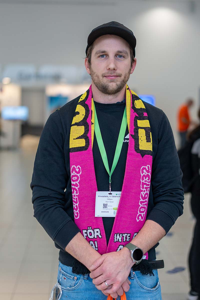 Robin Halwar, elektriker och delägare i Elinstallationer i Dalarna AB. 