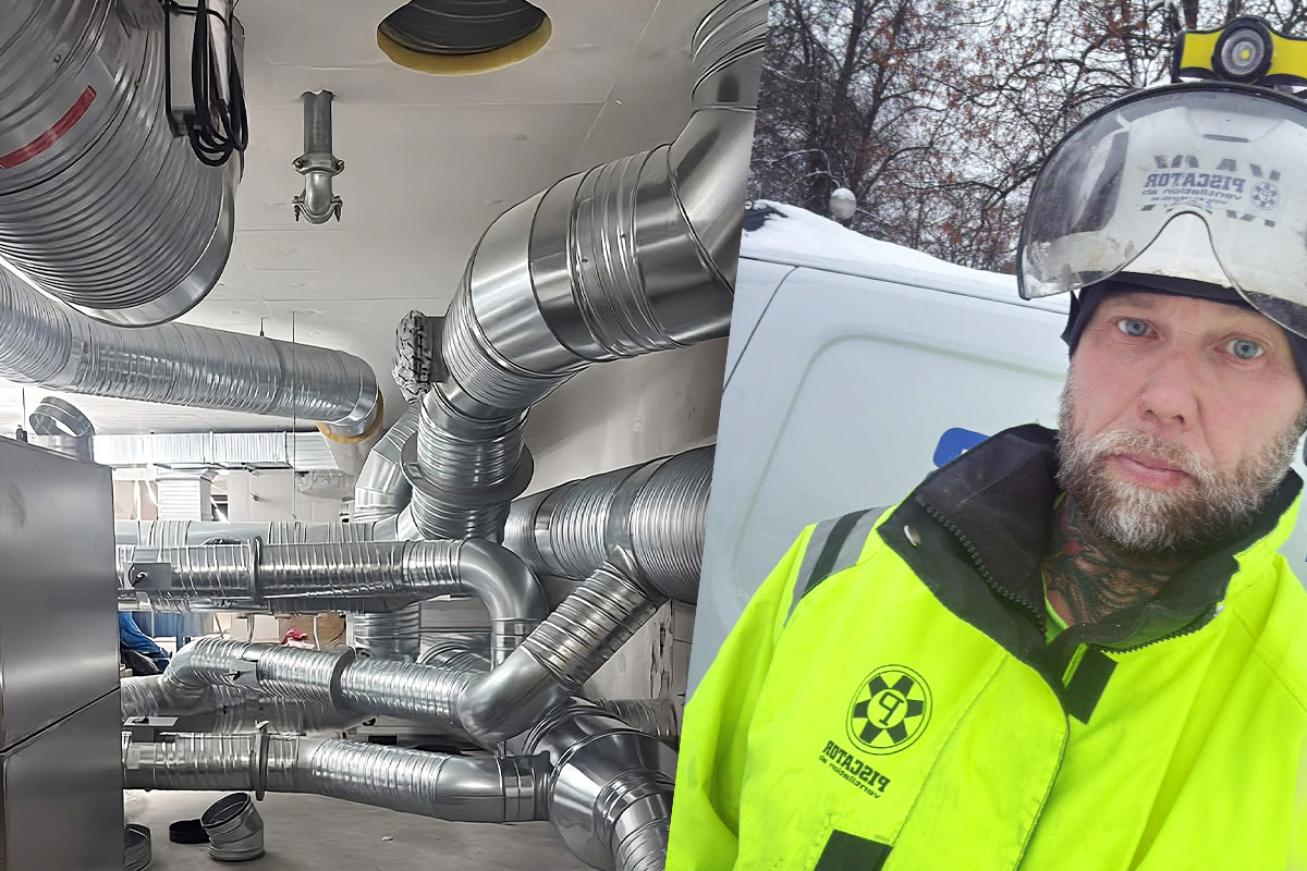 ”Det här kan vara bland det jobbigaste och mest utmanande fläktrummen jag har stött på, cirkulationsaggregat, klimataggregat och vanliga IV”, skrev Jens Odencrants till den här bilden i Ventilationare utan gränser.